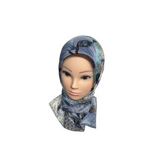 Elegant Blue Patterned Women's Scarf
